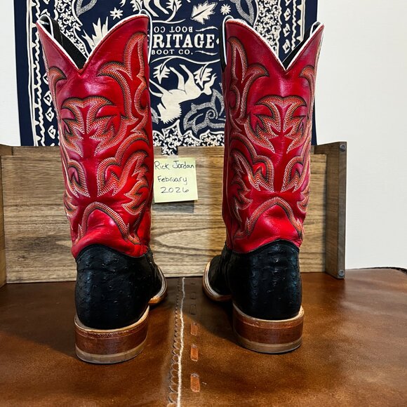 Justin\'s Black Full Quill Ostrich Square Toe Cowboy Boots size 10.5EE/11D *READ* main image 5